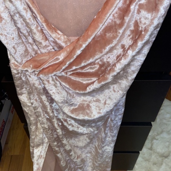 SHEIN DRESS- size small, pink velvet leg slit - Picture 3 of 5